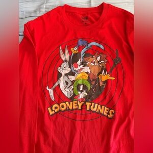 Looney Tunes Red Long Sleeve Graphic Shirt Men’s